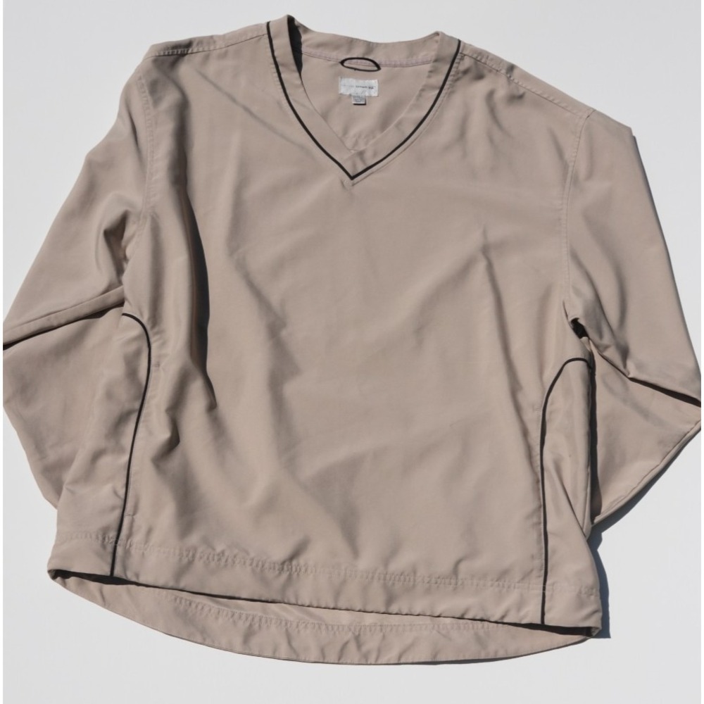 Cutter & Buck Men's Golf Windbreaker Pullover Beige Tan V-Neck Jacket Size L